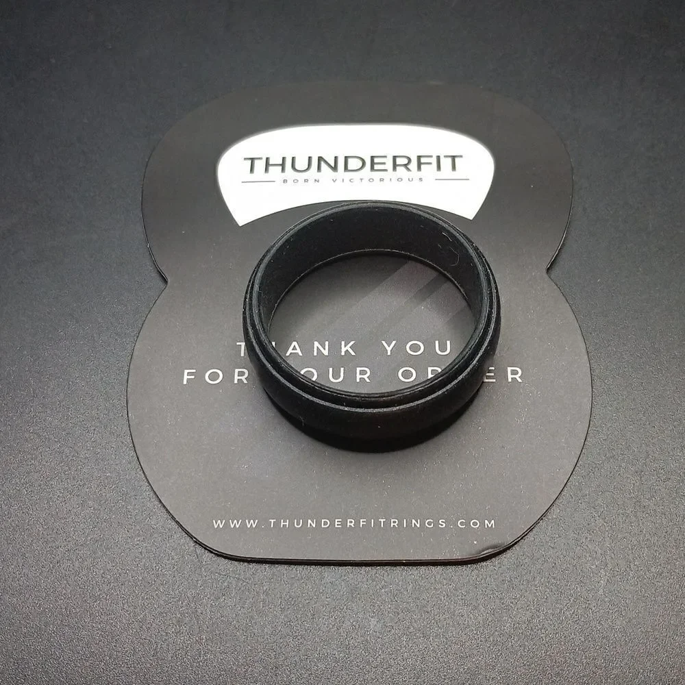 ThunderFit Men's Step Edge Silicone Ring Black Size 15‎ New